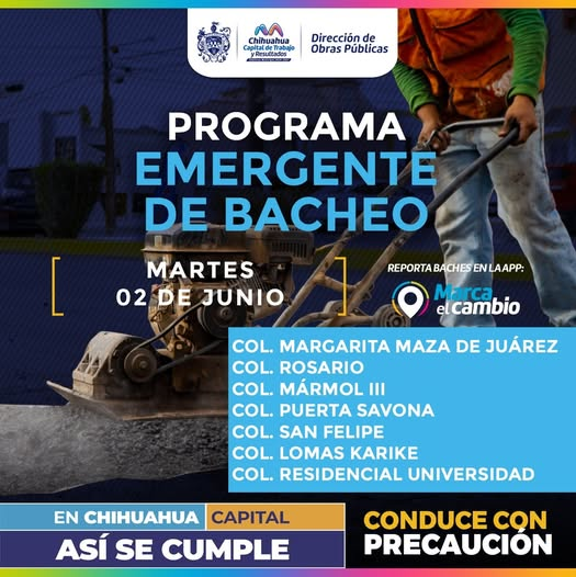 CONTINÚA EL PROGRAMA EMERGENTE DE BACHEO