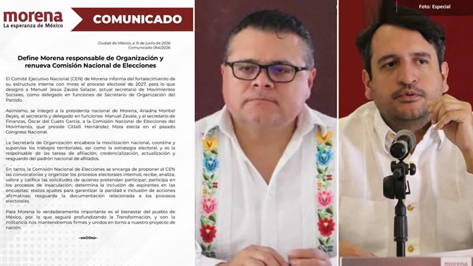 MORENA DESIGNÓ A MANUEL JESÚS ZAVALA SALAZAR COMO RESPONSABLE DE LA SECRETARÍA DE ORGANIZACIÓN