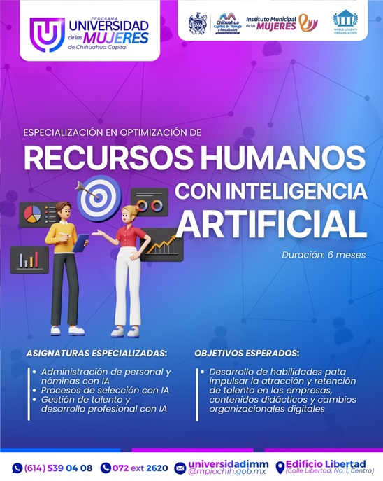 SI ERES DE RECURSOS HUMANOS, MUNICIPIO OFRECE ESPECIALIZACIÓN EN INTELIGENCIA ARTIFICIAL EN UNIVERSIDAD DE LAS MUJERES