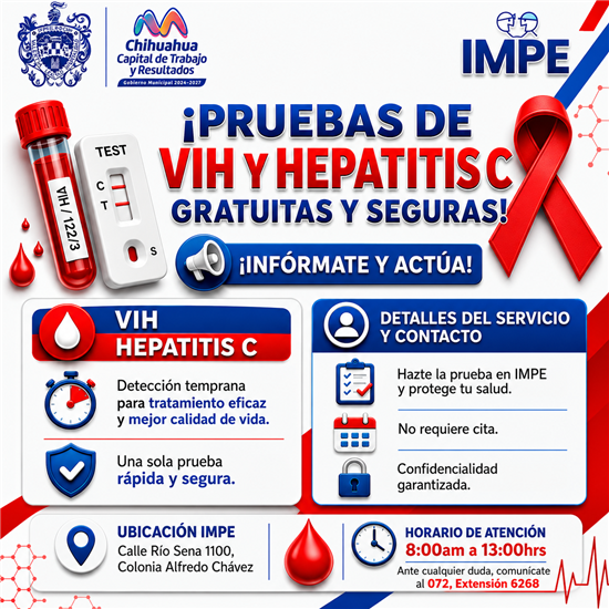 FOMENTA MUNICIPIO LA PREVENCIÓN Y EL AUTOCUIDADO CON PRUEBAS DE HEPATITIS Y VIH EN EL IMPE DE MANERA RÁPIDA, GRATUITA Y SEGURA