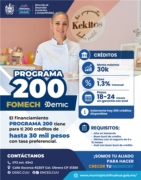 IMPULSA MUNICIPIO CRECIMIENTO DE MICROEMPRESAS CON CRÉDITOS DEL PROGRAMA 200 FOMECH – DEMIC