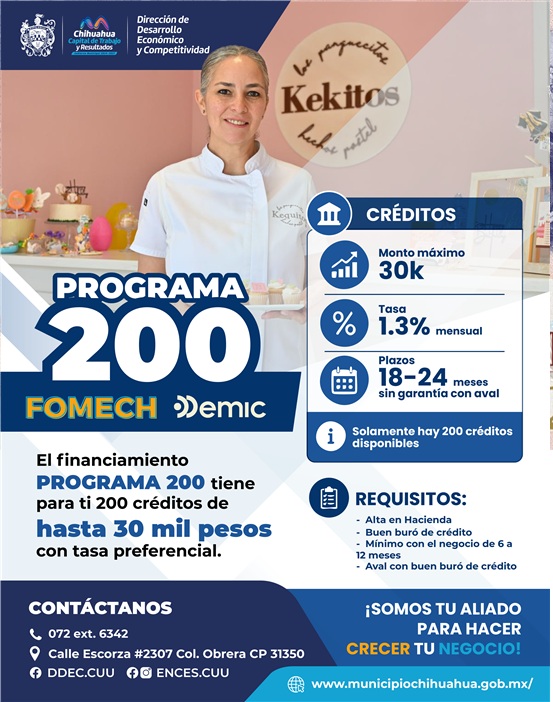 IMPULSA MUNICIPIO CRECIMIENTO DE MICROEMPRESAS CON CRÉDITOS DEL PROGRAMA 200 FOMECH – DEMIC