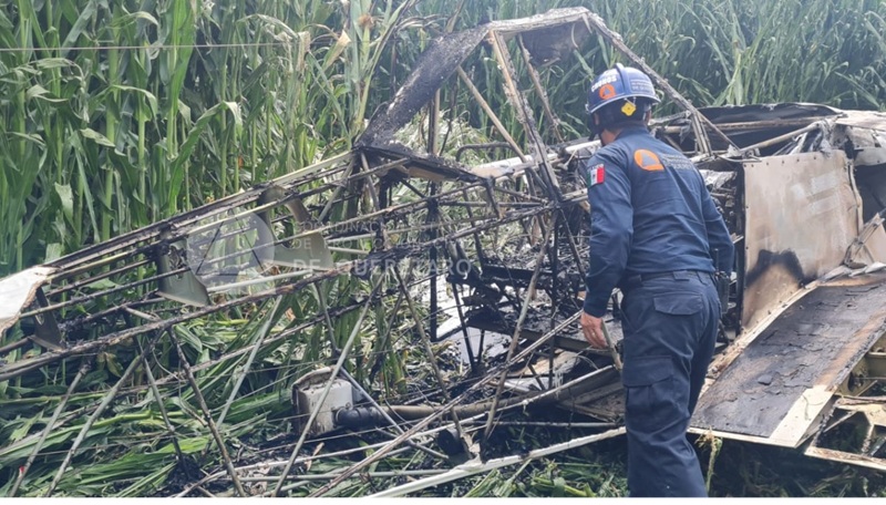 AVIONETA SE DESPLOMA Y PILOTO SOBREVIVE EN QUERETARO