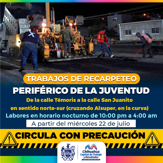 ¡ALERTA VIAL! REALIZARÁ MUNICIPIO RECARPETEO EN TRAMO DEL PERIFÉRICO DE LA JUVENTUD