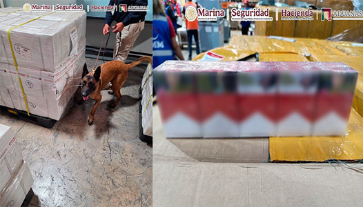 AUTORIDADES ASEGURARON CASI 3 MILLONES DE CIGARROS ILÍCITOS EN EL AEROPUERTO INTERNACIONAL DE LA CIUDAD DE MÉXICO (AICM).