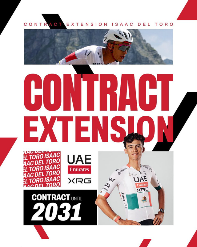 EL UAE TEAM EMIRATES-XRG ANUNCIÓ LA EXTENSIÓN DEL CONTRATO DEL MEXICANO ISAAC DEL TORO