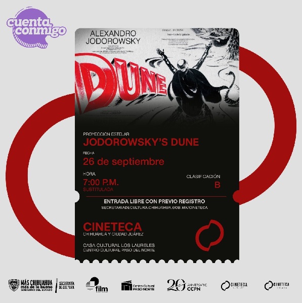 INVITA CULTURA A DISFRUTAR DE LAS FUNCIONES DE SEPTIEMBRE EN LAS CINETECAS DE JUÁREZ Y CHIHUAHUA CON CICLO ESPECIAL DEDICADO A JODOROWSKY