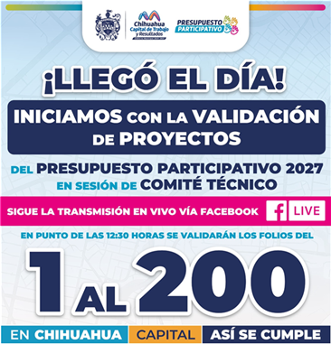 INICIARÁ  VALIDACIÓN DE PROYECTOS DEL PRESUPUESTO PARTICIPATIVO 2027
