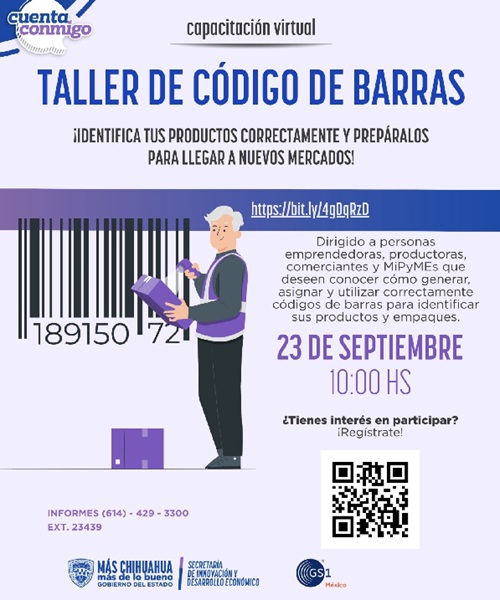 CONVOCA SIDE A EMPRENDEDORES A PARTICIPAR EN TALLER DE CÓDIGO DE BARRAS