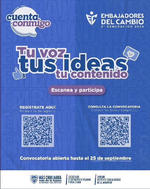 INVITA ICHIJUV A JÓVENES A SER PARTE DE LA SEGUNDA GENERACIÓN DE EMBAJADORES DEL CAMBIO