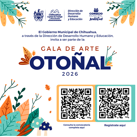 INVITA CONSEJO MUNICIPAL DE LA JUVENTUD A PARTICIPAR EN LA GALA DE ARTE OTOÑAL 2026