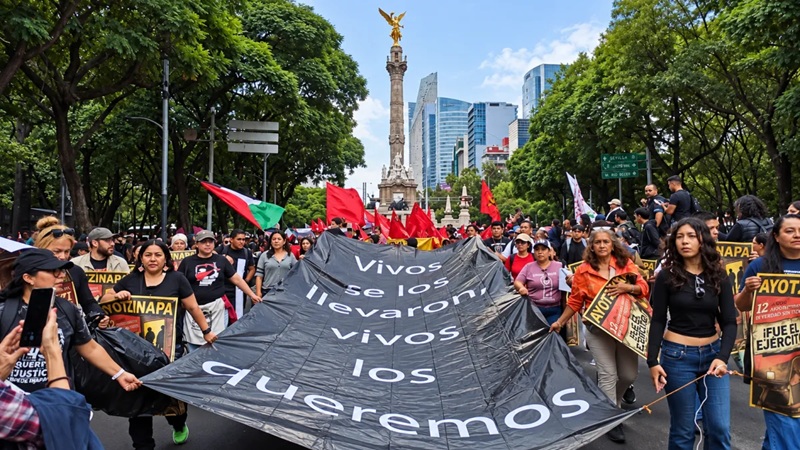 POR 12 AÑOS SIN JUSTICIA POR AYOTZINAPA MARCHAN EN LA CDMX