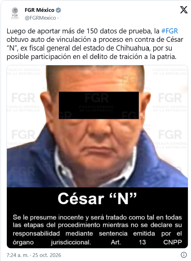 CÉSAR JÁUREGUI FUE VINCULADO A PROCESO POR TRAICIÓN A LA PATRIA