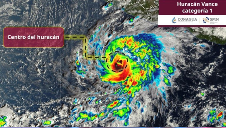 LA CIRCULACIÓN DEL HURACÁN VANCE REFUERZA LA PROBABILIDAD DE CHUBASCOS Y LLUVIAS PUNTUALES FUERTES EN MÉXICO