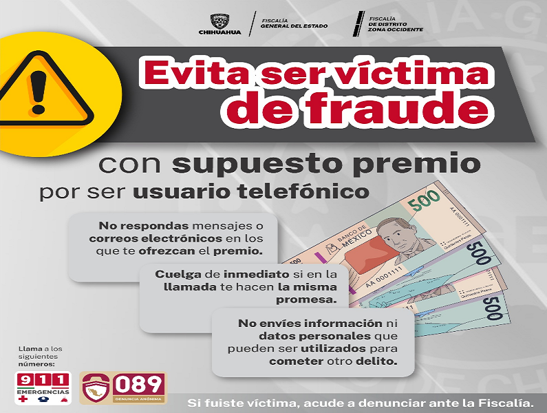 ALERTA FGE POR FRAUDES CON PROMESA DE SUPUESTOS PREMIOS A USUARIOS DE TELEFONÍA CELULAR