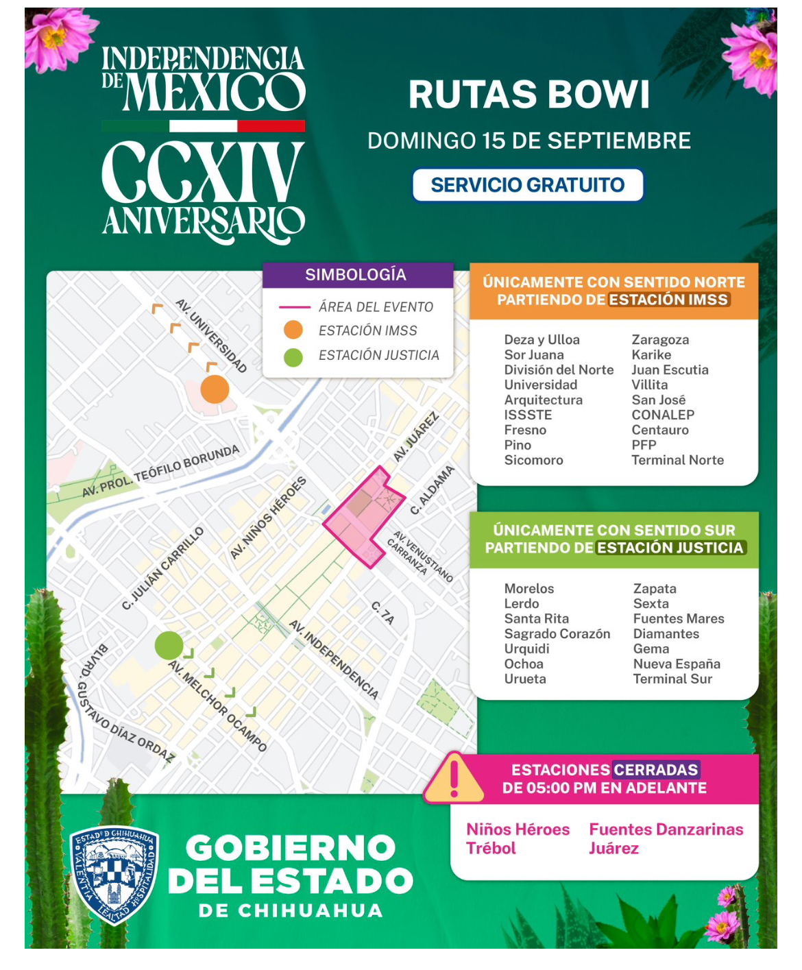 ANUNCIAN SERVICIO GRATUITO DE BOWI POR CELEBRACIONES PATRIAS