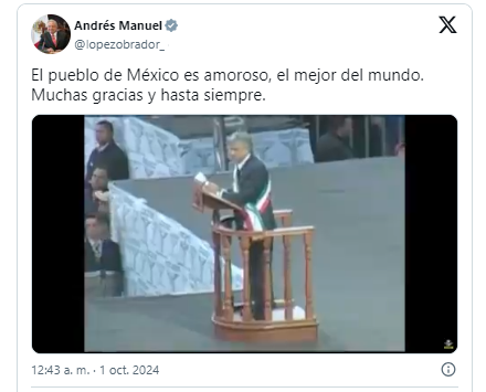 “MISIÓN CUMPLIDA, LES DEJO MI CORAZÓN”: LÓPEZ OBRADOR SE DESPIDE EN REDES SOCIALES