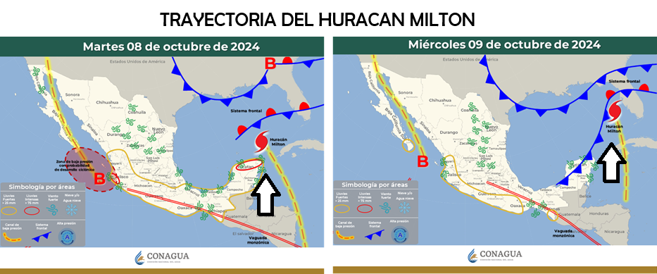 HURACÁN “MILTON“ SE DEGRADÓ ESTA MADRUGADA A CATEGORÍA 4