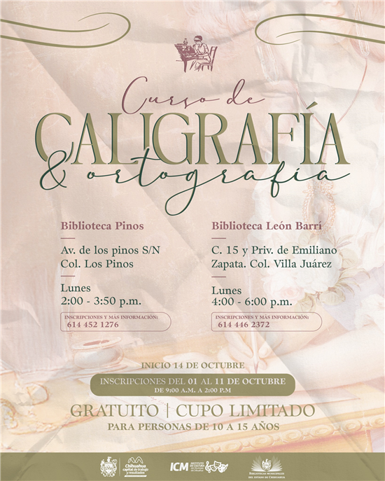 MUNICIPIO INVITA AL “CURSO DE CALIGRAFÍA Y ORTOGRAFÍA” PARA NIÑOS Y JÓVENES