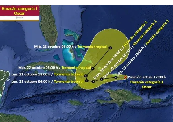 ÓSCAR EVOLUCIONA A HURACÁN CATEGORÍA 1, ACTIVAN ALERTA POR FUERTES LLUVIAS