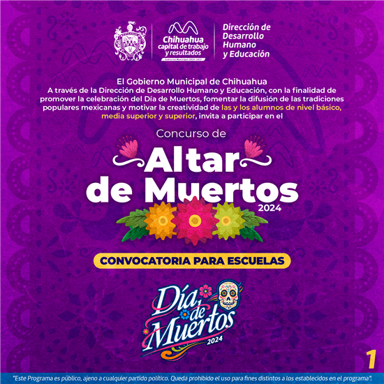 SIGUE ABIERTA LA CONVOCATORIA PARTICIPAR EN EL CONCURSO DE ALTARES DE MUERTOS 2024 PARA ESCUELAS