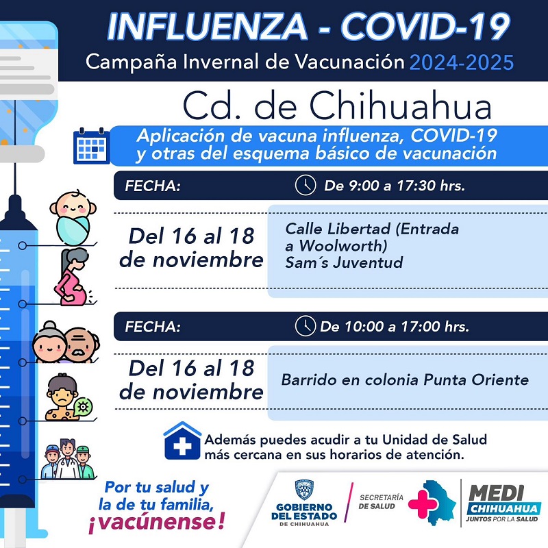 INVITA SALUD A VACUNARSE CONTRA INFLUENZA Y COVID-19 PARA EVITAR COMPLICACIONES ESTA TEMPORADA INVERNAL