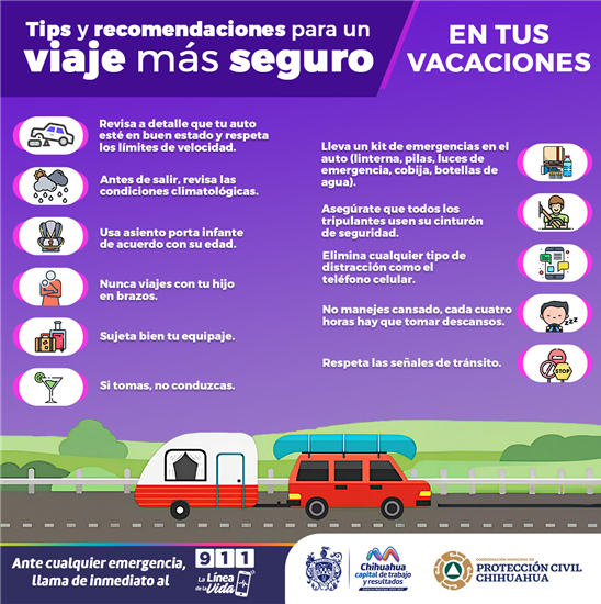 PROTECCIÓN CIVIL MUNICIPAL EMITE RECOMENDACIONES PARA UN VIAJE SEGURO EN ESTAS VACACIONES