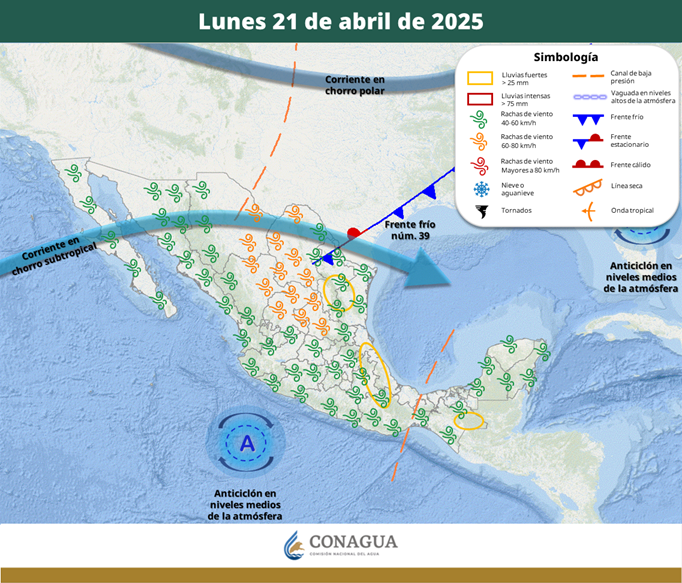  SE PRONOSTICAN RACHAS DE VIENTO DE 50 A 70 KM/H EN CHIHUAHUA, COAHUILA, DURANGO, ZACATECAS Y SAN LUIS POTOSÍ