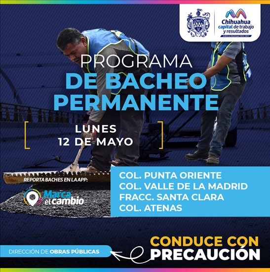 ESTAS ZONAS DE LA CAPITAL TENDRÁN BACHEO ESTE 12 DE MAYO: MUNICIPIO