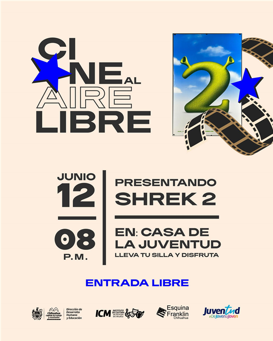 INVITA GOBIERNO MUNICIPAL A FUNCIÓN DE CINE AL AIRE LIBRE CON LA PELÍCULA SHREK 2