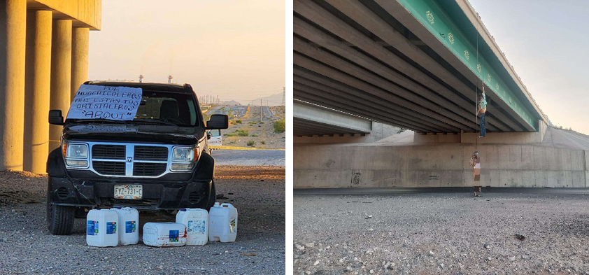 CUELGAN A DOS EN PUENTE DE LA PANAMERICANA CON NARCOMENSAJE