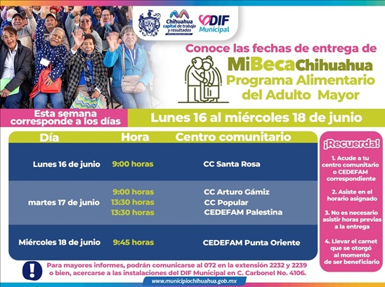 ANUNCIA DIF MUNICIPAL FECHAS PARA LA ENTREGA DEL PAAM DEL 16 AL 18 DE JUNIO