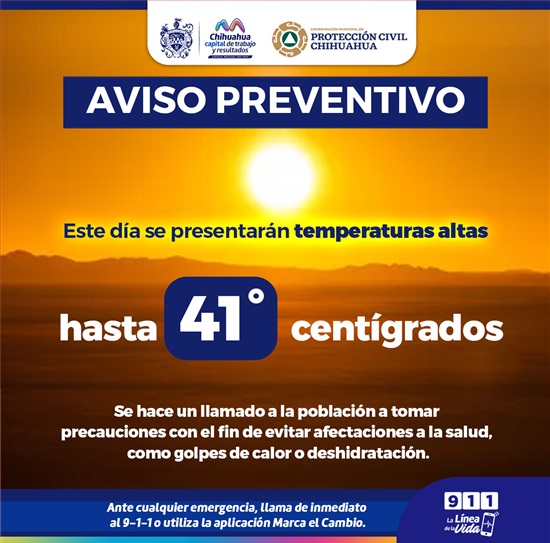 RECOMENDACIONES DE PROTECCIÓN CIVIL POR AUMENTO DE TEMPERATURAS EN EL ESTADO