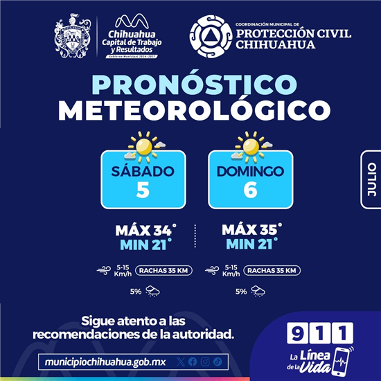 PREVÉ PROTECCIÓN CIVIL MUNICIPAL DÍAS CALUROSOS CON LLUVIAS POR LAS TARDES ESTE FIN DE SEMANA