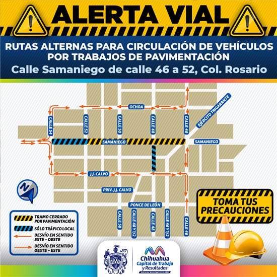 CERRARÁ MUNICIPIO TRAMO DE LA CALLE SAMANIEGO POR AVANCE DE PAVIMENTACIÓN