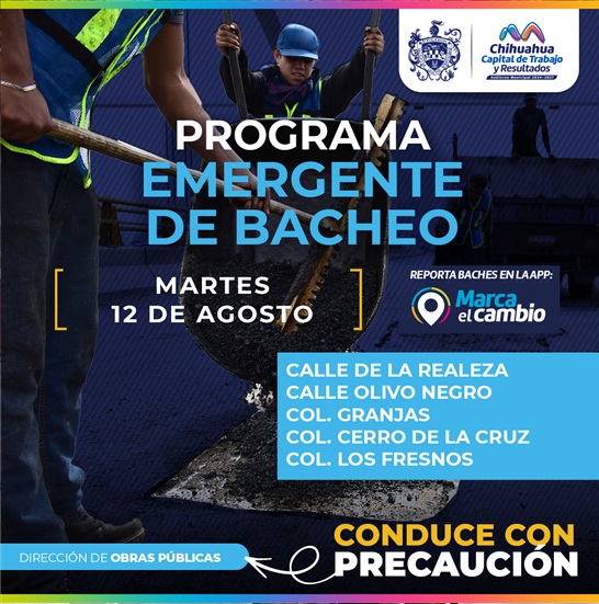 ATENDERÁN MUNICIPIO CON BACHEO CINCO ZONAS ESTE 12 DE AGOSTO