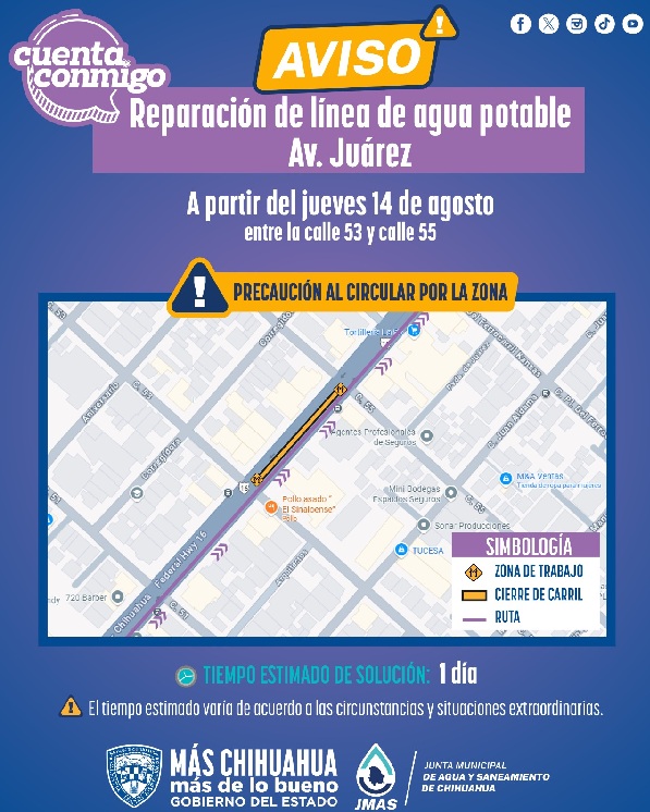 INICIA JMAS CHIHUAHUA ESTE JUEVES LA REHABILITACIÓN DE LÍNEAS DE DRENAJE Y AGUA POTABLE EN DISTINTOS PUNTOS DE LA CIUDAD