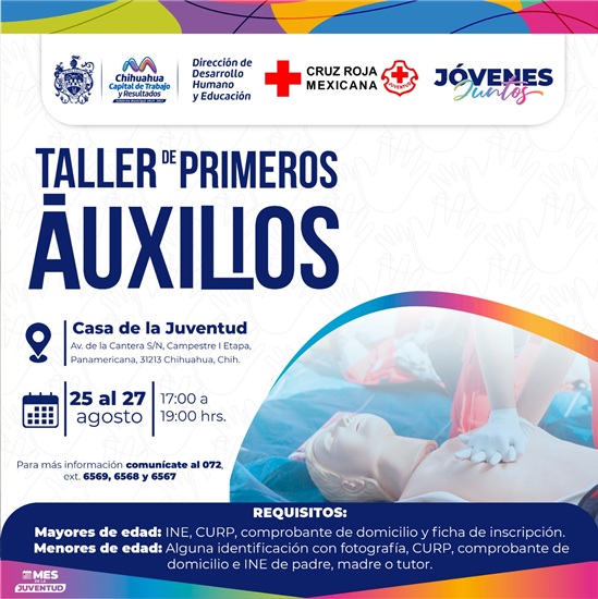 INVITA MUNICIPIO AL TALLER DE PRIMEROS AUXILIOS PARA JÓVENES