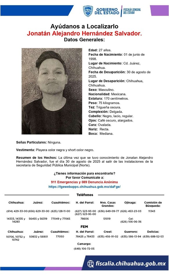 DESAPARECE AL SALIR DE LA COMANDANCIA NORTE