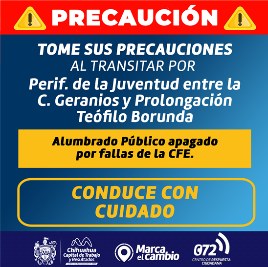 FALTA DE ATENCIÓN EN EL SUMINISTRO DE CFE AFECTA ALUMBRADO PÚBLICO DE LA LATERAL DEL PERIFÉRICO DE LA JUVENTUD