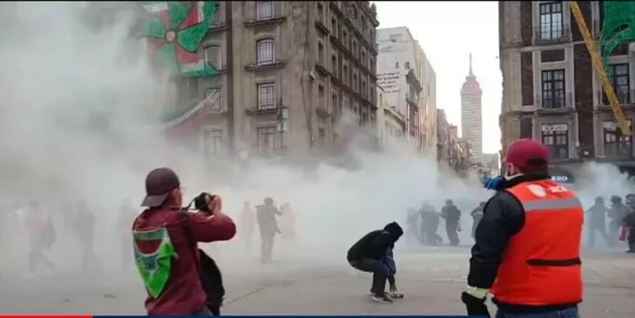 ENFRENTAMIENTO EN LA  MARCHA DEL 2 DE OCTUBRE