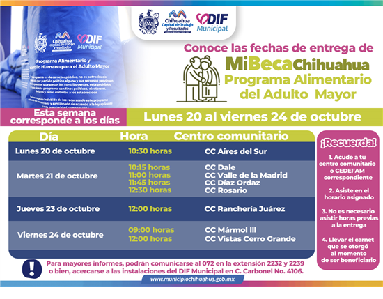 ACUDE POR TU PAQUETE PAAM DEL 20 AL 24 DE OCTUBRE