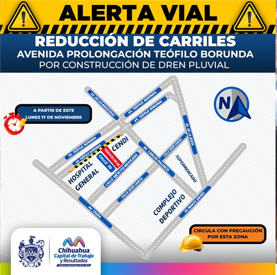 CONSTRUIRÁ MUNICIPIO DREN PLUVIAL EN LA TEÓFILO BORUNDA, ALERTA POR REDUCCIÓN DE CARRILES