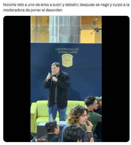 ESTUDIANTES DE LA UNIVERSIDAD DE GUANAJUATO CONFRONTAN A NOROÑA