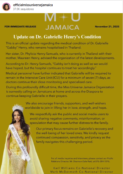 ¿CUÁL ES EL ESTADO DE SALUD DE MISS JAMAICA TRAS SU CAÍDA EN LA PASARELA?