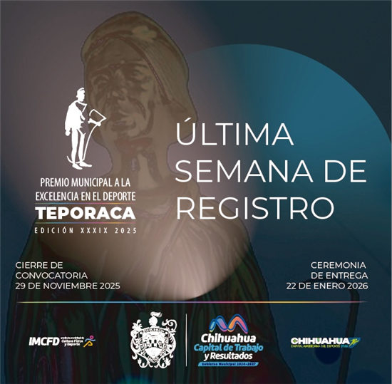 PRÓXIMO SÁBADO 29 DE NOVIEMBRE CONCLUYE CONVOCATORIA PARA EL PREMIO A LA EXCELENCIA EN EL DEPORTE ‘TEPORACA’