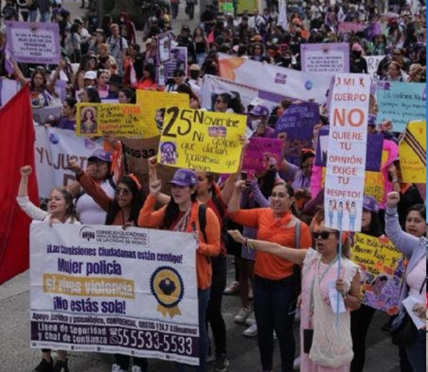 REPORTAN SALDO BLANCO Y AFLUENCIA DE MIL PERSONAS EN MARCHA POR EL 25N EN CDMX