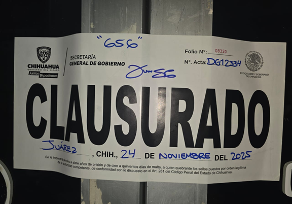 REALIZA GOBERNACIÓN ESTATAL 328 INSPECCIONES Y CLAUSURA SEIS ESTABLECIMIENTOS DURANTE LA ÚLTIMA SEMANA