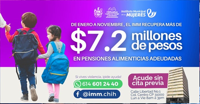 A TRAVÉS DEL INSTITUTO MUNICIPAL DE LAS MUJERES SE HAN RECUPERADO MÁS DE 7.2 MDP EN PENSIONES ALIMENTICIAS ADEUDADAS