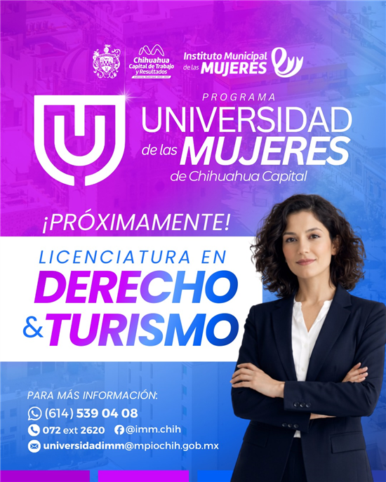 AMPLÍA MUNICIPIO PROGRAMA UNIVERSIDAD DE LAS MUJERES CON APERTURA DE CARRERAS DE DERECHO Y TURISMO